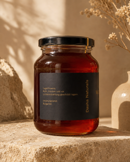 Dasha Naturals Waldhonig – Rückseite mit Produktinformationen 